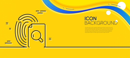 Wall Mural - Inspect line icon. Abstract yellow background. Research documents sign. Search file symbol. Minimal inspect line icon. Wave banner concept. Vector
