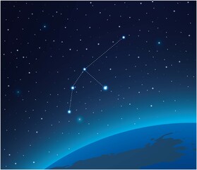 Wall Mural - Constellation Grus with planet in deep space 