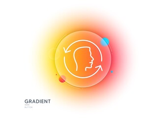 Poster - face scanning repeat line icon. gradient blur button with glassmorphism. face id update sign. head s