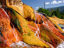 Colorful Rocks At The Pinkerton Hot Springs Caused By Sulphur Deposits In Colorado