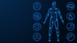 Internal organs. The human body. Polygonal design. Blue background.