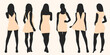 Slim woman model silhouette. Women in short summer dress vector illustration.