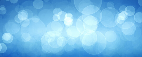 Poster - Computer graphic of blue sky or water with strong light round bokeh effect. Spring or summer abstract background.