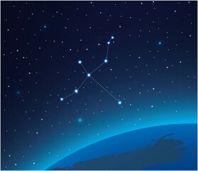Wall Mural - constellation cygnus with planet in deep space