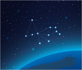 Wall Mural - constellation pavo with planet in deep space