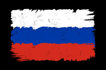 Sticker - Vector vintage Russian flag. Vector icon of flag of Russia in grunge style.