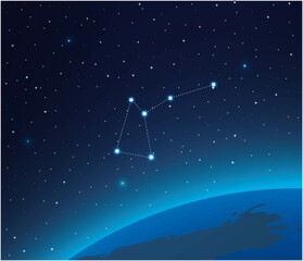 Wall Mural - constellation musca with planet in deep space