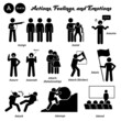 © leremy - Stick figure human people man action, feelings, and emotions icons starting with alphabet A. Assign, assist, assume, assure, astonish, attach relationship, attain, attack, attempt, and attend.