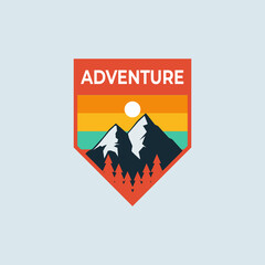 Wall Mural - mountain adventure badge logo vector design