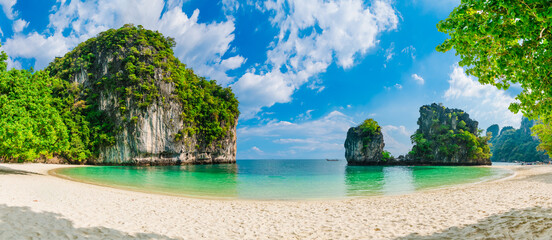 wide panorama nature view scenic landscape ko hong island beach krabi, attraction famous landmark to
