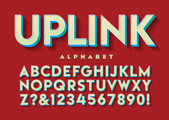 Sticker - Uplink sans serif 3d style alphabet in blue and green hues.