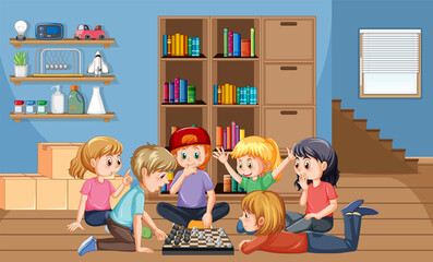 Wall Mural - Children playing games in the room