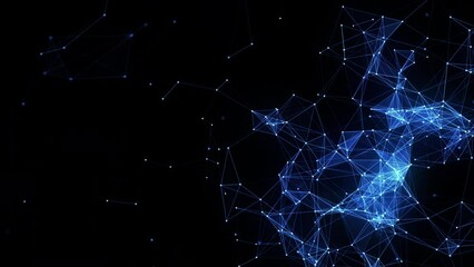 Poster - Technology digital connection dots and lines blue color abstract background. 3d rendering animation 4K