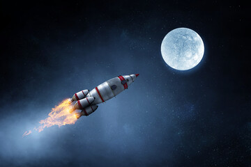 Wall Mural - rocket space ship . mixed media