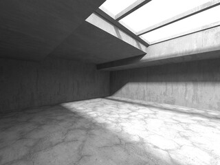  Abstract architecture background. Empty rough concrete interior