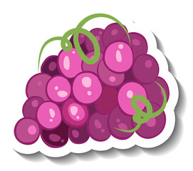 Wall Mural - Cluster of grapes in cartoon style