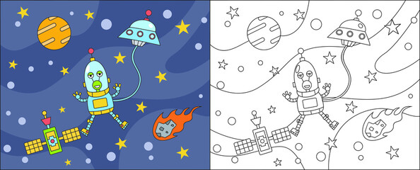 coloring page cartoon alien.educational game for kids