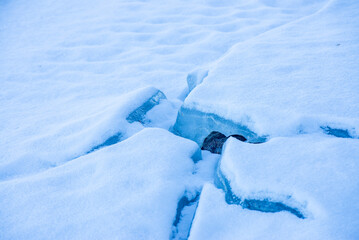  Abstract background of ice structure in a frozen lake landscape. Farnebofjarden national park in northof Sweden.