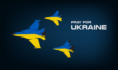 Pray For Ukraine from russia, plane flag Ukraine military mark design. stoping notice sign of war Russia vs Ukraine, STOP Russia and Ukraine fighting