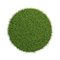 round circle patch or island of green grass isolated on white background flat lay top view from abov