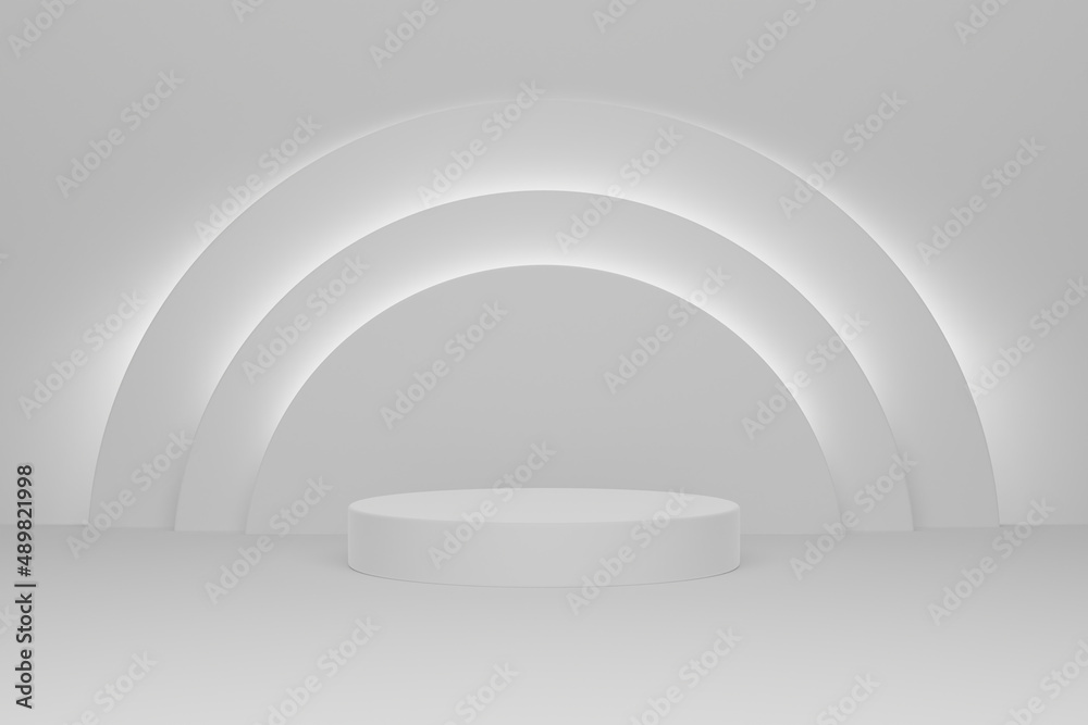 Blank white gradient background with circle glowing product display ...