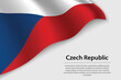 Wave flag of Czech Republic on white background. Banner or ribbon vector template