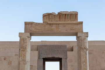 Wall Mural - Ancient Egyptian engravings at Mortuary Temple of Hatshepsut in Egypt