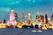 © Photocreo Bednarek - Wine with view on Warsaw, Poland at night