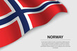 Wave flag of Norway on white background. Banner or ribbon vector template