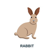 Rabbit Flat Icon. Colored Element Sign From Farm Animals Collection. Flat Rabbit Icon Sign For Web Design, Infographics And More.