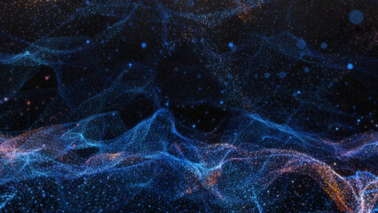 Poster - Abstract particle waves with depth of field effect