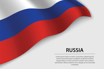 Wave flag of Russia on white background. Banner or ribbon vector template