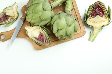 Wall Mural - Concept of healthy food with artichoke, space for text