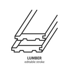 Wall Mural - Lumber line icon set. Wooden timber vector symbol. Editable stroke.