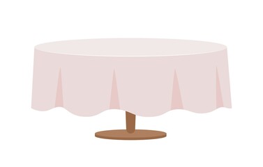 Poster - Table with white table cloth semi flat color vector object. Full sized item on white. Interior element. Part of house arrangement simple cartoon style illustration for web graphic design and animation