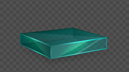 Poster - glass podium platform stage. studio presentation glow glass podium display. 3d realistic vector