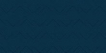 Geometric Lines Seamless Pattern. Simple Vector Texture With Diagonal Stripes, Lines, Chevron, Zig Zag. Abstract Dark Blue Linear Graphic Background. Subtle Modern Minimalist Ornament. Repeat Design