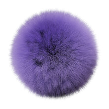 Fluffy Ball, Furry Purple Sphere Isolated On White Background