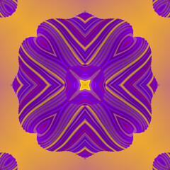 Poster - Neon color kaleidoscopic pattern like a stylized fantasy flower. Abstract art poster. 3d rendering digital illustration