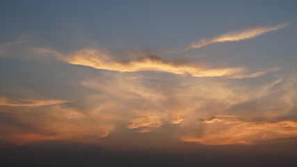Wall Mural - the beautiful sunset view with the colorful clouds and sky in the city