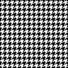 Houndstooth Seamless Pattern. Repeated Houndtooth Texture. Black Hound Tooth On White Background. Repeating Pepita Plaid Patern For Design Prints. Simple Abstract Plaid Dogstooth. Vector Illustration