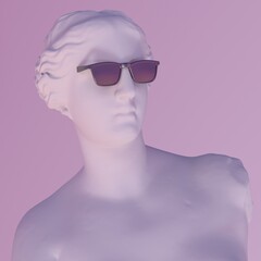 Poster - 3D illustration of a Venus Goddess with a sunglasses. Modern pop art style.