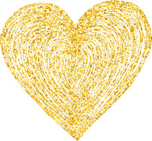 Valentines Day Heart. Golden Glitter Heart. Valentines Day And Love Symbol.