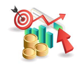 Aufkleber - Flat isometric illustration concept. Pay per click online business