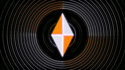 Poster - A bright abstraction consisting of circles.Design. A rhombus that is in the middle rotates around itself and around which bright circles .