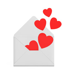 Aufkleber - Happy Valentine's Day Concept. Red Hearts Flying Out from White Blank Envelope. 3d Rendering