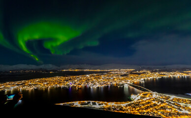 northern lights (aurora borealis ) above tromso, norway
