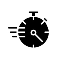 Poster - Stopwatch black glyph icon. Countdown tool. Precise measurement. Sport competitions timer. Counting seconds. Silhouette symbol on white space. Solid pictogram. Vector isolated illustration