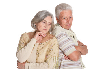 Sticker - Sad senior couple isolated on white background