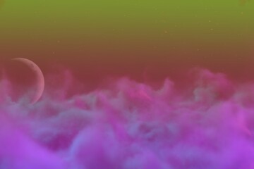 Wall Mural - space sky with moon with lights bokeh effect creative abstract background for clipart purposes